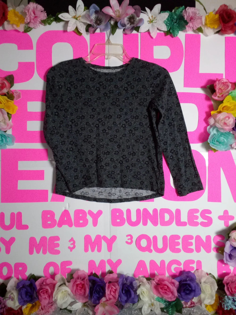Old Navy Girls' Dark Gray Cheetah Print Long Sleeve Shirt